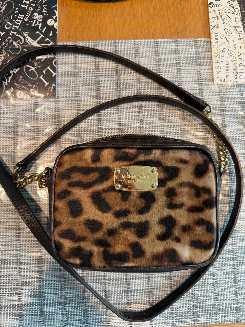 MICHAEL KORS Leopard-Print Crossbody with Gold Plate